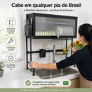 Escorredor de Pratos em Aço Inox  + BRINDE Kit Utensílios de Cozinha