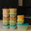 Kit com 13 Potes Herméticos com Tampas Antivazamento, Resistentes ao Freezer e ao Micro-ondas [Últimas Unidades]