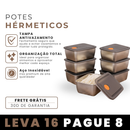 Kit com 16 Potes de Aço Inoxidável Linha Premium, com Tampas Antivazamento, Resistentes ao Freezer e a Altas Temperaturas