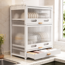 Escorredor de Pratos Inteligente de 3 Níveis em, Aço Inox + BRINDE Kit Utensílios de Cozinha